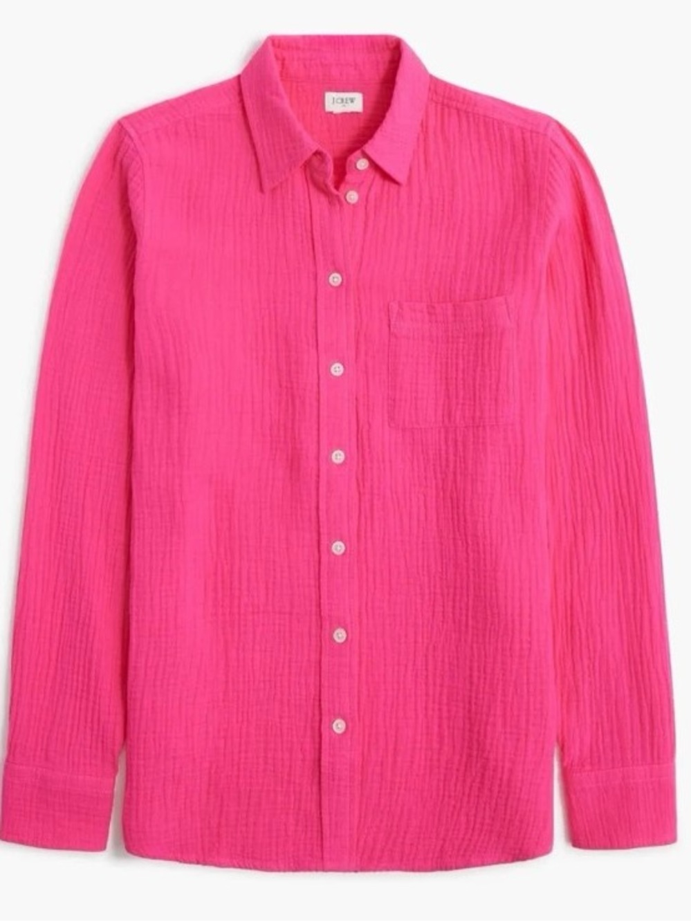 J.Crew Gauze Button Up Shirt in Fuchsia Pink